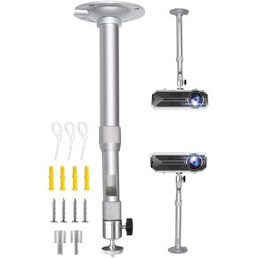 2-Be-Best Projector Mount Universal Projector Ceiling Mount Adjustable Projectors Holder Length 12-18in / 31-45cm Projectors Wall Mount 360° Rotatable Bracket Upgraded Silver