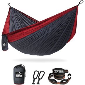 Double Camping Hammock - 10.5 x 6.5 FT (9ft Tree Straps, 2 Carabiners) - 2 Person, Portable, Lightweight Parachute Nylon 210T Hammocks - for Backpacking, Travel, Hiking, Patio (Double)…