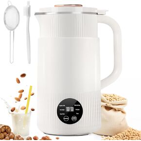 Nut Milk Maker Machine, 32oz Capacity with 8 Blades, for Almond, Oat, Soy, Rice Milk & Non-Dairy Beverages, Features Timed Start, Warm-Keeping, Self-Cleaning & Boiling