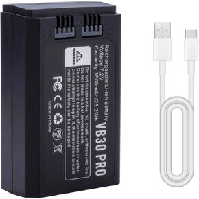 3500MAH VB30 Battery Replacement Compatible for V1 PRO V1 AD100PRO V860III V850III V100 Series Flash, V860III Flash, AD100Pro, VB30 VB26 VB26A VB26B Li-ion Battery with Type-C Charge Cable