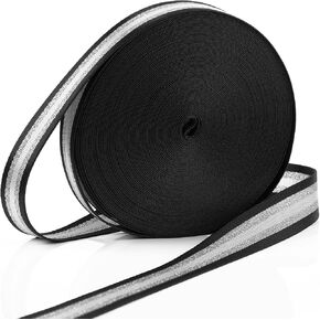 25 Yards Heavy Duty Polyester Webbing Roll 1.5 Inch Webbing Strap Durable Silver and Black Polyester Flat Strapping Indoor and Outdoor Gear, Mountaineering, DIY Crafting, Repairs