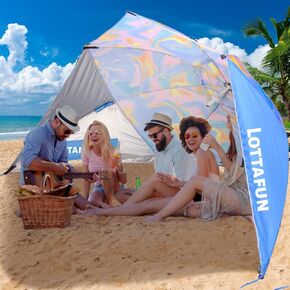Beach Shelter Umbrella Premiere UPF 50+ Umbrella Shelter for Sun and Rain Protection for Adult (10-Foot) (Multi Color)