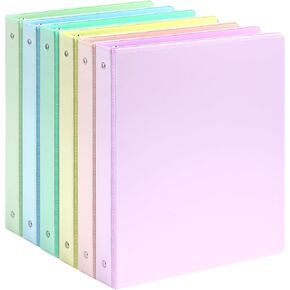 1.5 Inch 3-Ring Binder, 1-1/2 Inch Round Ring Binder with 2 Inside Pockets, 6 Pack White Binder, Clear View Binder Holds Up to 325 Sheets 8.5" x 11" Paper，Perfect for Office/Home/Back to School