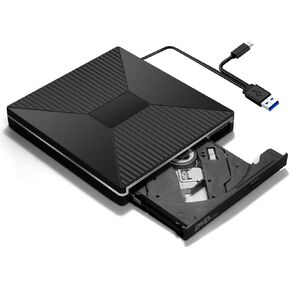 محرك الأقراص المضغوطة DVD مع الإضاءة المحيطة USB C CD/DVD +/- RW محرك الأقراص CD ROM Burner Conster مع منافذ USB/SD/TF Out و Out ، مشغل DVD DIRC DIRC OUT للكمبيوتر المحمول MacBook Air/Pro Windows 11/10
