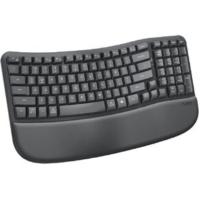 Nulea RT08 Wave Keys Wireless Ergonomic Keyboard with Cushioned Palm Rest, 2.4GHz Ergo Cordless USB Computer Keyboard, Comfortable Natural Typing, for Laptop, Mac, Windows Black