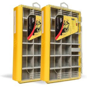 Deluxe Fishing Tackle Box, Waterproof 3600 and 3700 Tackle Trays, Organizer with Removable Dividers, Sealed Lure Box and Terminal Tackle Storage (2, 3600 Orange)