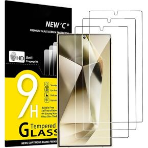 NEW'C 3 Pack Designed for Samsung Galaxy S25 Ultra Screen Protector Tempered Glass, Bubble Free, Ultra Resistant