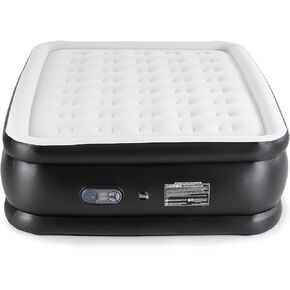 Queen Air Mattress with Built-in Pump - 18" Heavy-Duty Inflatable Bed, 660lbs Capacity & Ultra-Quiet Design | Portable Guest Mattress for Home/Camping, Durable PVC & Quick Inflation (Black)