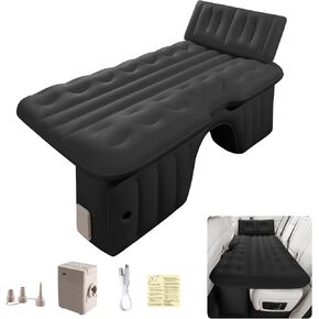 BEBAS Car Air Mattress: Back Seat Bed for Truck, Universal Inflatable SUV Camping Mattress with Wireless Air Quick Pump & Pillow, Thickened Travel Bed Sleeping Pad Blow up Mattress Black