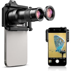 Evil Eye 2 in 1 Phone Camera Lens Kit و 6 × Teapto Lens وعدسة ماكرو 150 مم مع مقطع العدسة العالمية ، مرفق عدسة الهاتف لـ iPhone و Andriod