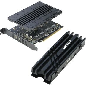 Quad NVME PCIE Adapter مع Heathink + M.2 SSD Heatink لـ 22x80mm SSD