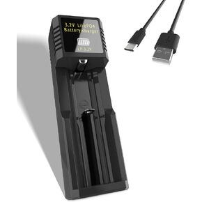 Henreepow 3.2v LifePo4 Rechargeable Battery Charger, Designed for 3.2v Rechargeable Batteries, Overcharge Protection, Automatic Power Off When Full, LED Light Display. (2 Slots)