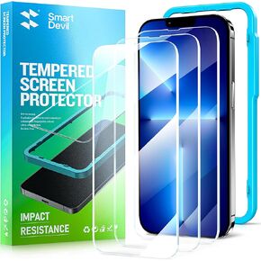 SMARTDEVIL 3 Pack Screen Protector for iPhone 14 Pro, Clear Tempered Glass Film, with Alignment Frame (Easy & Fast Installation)