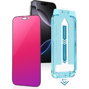 Dazzling Gradient Colorful Anti-Spy Tempered Glass Screen Protector Compatible with iPhone 16 pro max, Electroplated Anti-Blue Light, HD Anti-scratch Privacy Protection, 6.9 inch Dust Removal Space Design