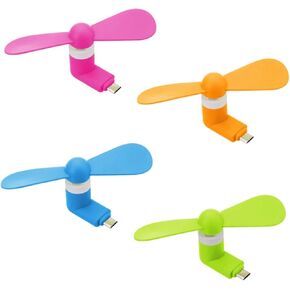 Phone Fan USB C, 4 Pack Mini Portable Cell Phone Fan for iPhone 16/15 and Android Cellphones with Type-C Port, Small Personal Travel Pocket Fans Summer Gadgets