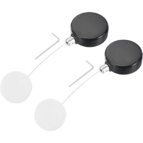 MECCANIXITY 1.8 ft Retractable Cable Lock with Round Patch Remote Control Security Lock with Adjustable Cord Tether Anti Theft for Laptop, TV, 200g, Black, 2 Pack