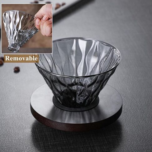 Pour Over Coffee Maker Set, 600 ml Borosilicate Glass Coffee Pot with 50 pcs V60 Paper Filter, 1-3 Cup Pour Over Coffee Dripper for Home, Café Restaurant (Clear) in Saudi Arabia