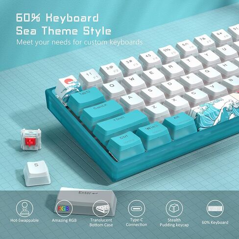 Womier 60% Keyboard QMK/VIA, Pink Gaming Mechanical Keyboard Creamy in Saudi Arabia