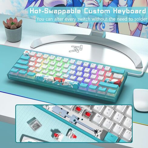 Womier 60% Keyboard QMK/VIA, Pink Gaming Mechanical Keyboard Creamy in Saudi Arabia