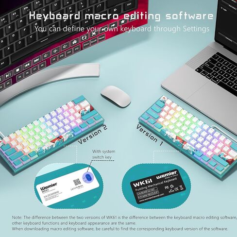 Womier 60% Keyboard QMK/VIA, Pink Gaming Mechanical Keyboard Creamy in Saudi Arabia