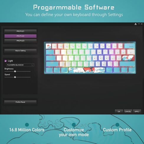 Womier 60% Keyboard QMK/VIA, Pink Gaming Mechanical Keyboard Creamy in Saudi Arabia