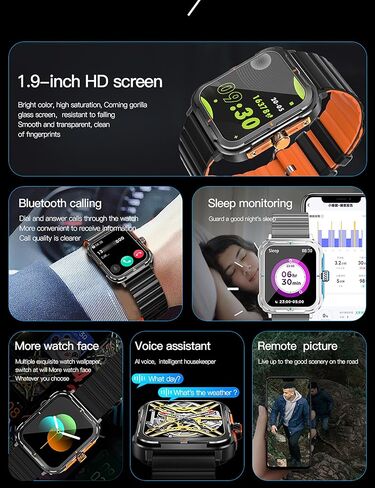 Military Smart Watch for Men(Answer/Dial Calls),1.57''HD DIY Screen Smart Watch,100 Sports Modes, IP68 Waterproof Fitness Watch with Heart Rate/SpO2/Blood Pressure for Android and iOS in Kuwait