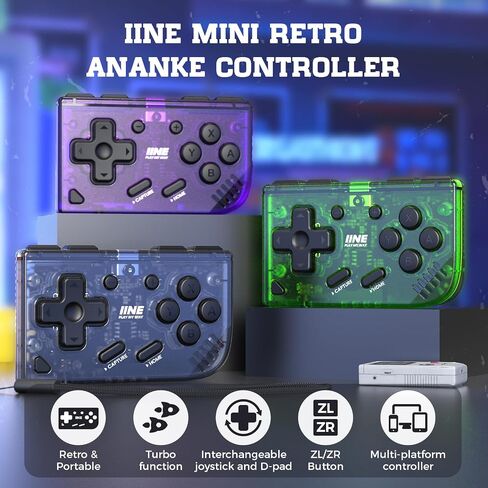 IINE Mini Retro Wireless Controller, Micro Remote Controller for Switch/OLED, PC, Android and IOS, Keychain Pocket-sized Controller with Turbo Function (Black) in Saudi Arabia