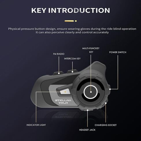 Motocycle Helment Wireless Bluetooth Headset Bluet Stellartalk-S2 IP67 Moto Moto Biking & Skiiing/1000m Intercom/2 in 1 microphone/2 Riders Intercom in Kuwait