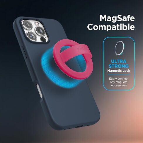 Encased Magnetic Phone Grip Holder (Compatible with MagSafe) Thin Silicone Finger Loop Ring for iPhone (Dark Pink) in Kuwait