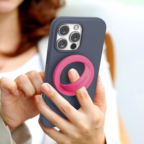 Encased Magnetic Phone Grip Holder (Compatible with MagSafe) Thin Silicone Finger Loop Ring for iPhone (Dark Pink) in Kuwait