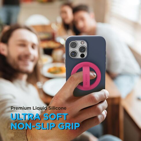 Encased Magnetic Phone Grip Holder (Compatible with MagSafe) Thin Silicone Finger Loop Ring for iPhone (Dark Pink) in Kuwait