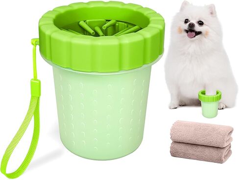 منظف ​​Qianruida Dog Paw مع اثنين من المناشف الوصية Muddy Paw Paw Dog Paw Gasher Cust Foot Cust (متوسط ​​، أزرق) in Kuwait