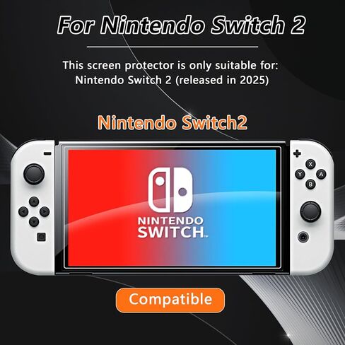 Screen Protector for Nintendo Switch2 (Released in 2025) - 9H Tempered Glass Film, Anti-scratch HD, Anti-fingerprint, Professional Kraft Paper Box Packaging [2 Pack] in Saudi Arabia