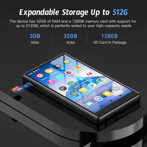 5" MP3 Player with Android 13 OS, 96GB MP3 Player with Bluetooth and WiFi, 1080P HD MP4 Player, Music Player Preloaded with Spotify, Audible, and Play Store in Kuwait