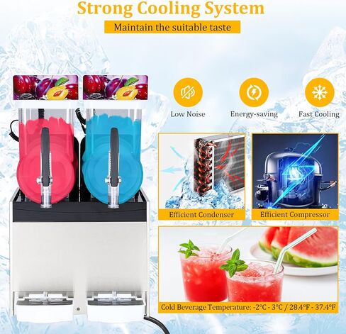 30L/8 Gal Commercial Slushy Machine, Frozen Drink Margarita Machine Smoothie Slushie Maker, Self-Cleaning, 700W Stainless Steel Slushy Machine for Homes, Coffee Shops, Restaurants, White in Saudi Arabia