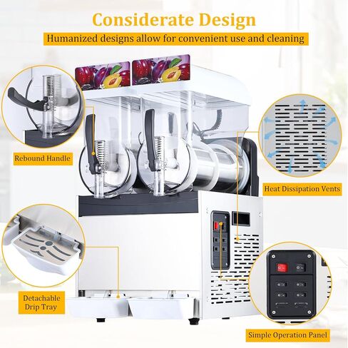 30L/8 Gal Commercial Slushy Machine, Frozen Drink Margarita Machine Smoothie Slushie Maker, Self-Cleaning, 700W Stainless Steel Slushy Machine for Homes, Coffee Shops, Restaurants, White in Saudi Arabia