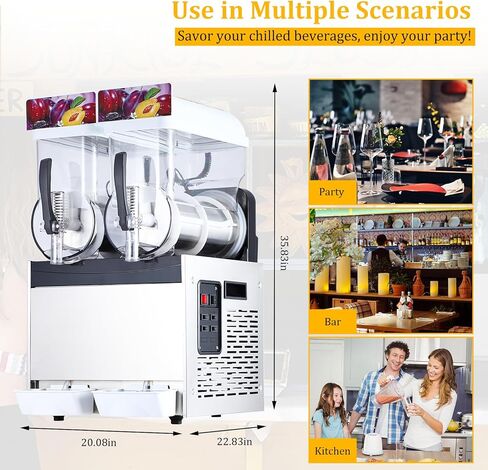 30L/8 Gal Commercial Slushy Machine, Frozen Drink Margarita Machine Smoothie Slushie Maker, Self-Cleaning, 700W Stainless Steel Slushy Machine for Homes, Coffee Shops, Restaurants, White in Saudi Arabia
