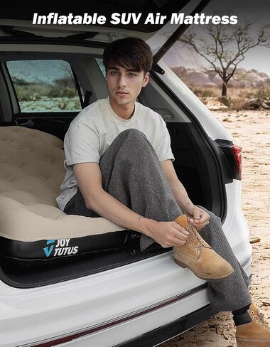 Joytutus SUV Air Camping Seding ، 3.0 سميك سميك للتخليط ، مرتبة قابلة للنفخ ، مضاد للتسرب ، مع وسادتين ومضخة كهربائية سرير سيارة عالمي لجذع سيارات الدفع الرباعي والمقعد الخلفي in Kuwait