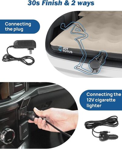Joytutus SUV Air Camping Seding ، 3.0 سميك سميك للتخليط ، مرتبة قابلة للنفخ ، مضاد للتسرب ، مع وسادتين ومضخة كهربائية سرير سيارة عالمي لجذع سيارات الدفع الرباعي والمقعد الخلفي in Kuwait