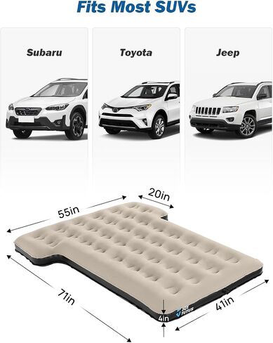 Joytutus SUV Air Camping Seding ، 3.0 سميك سميك للتخليط ، مرتبة قابلة للنفخ ، مضاد للتسرب ، مع وسادتين ومضخة كهربائية سرير سيارة عالمي لجذع سيارات الدفع الرباعي والمقعد الخلفي in Kuwait