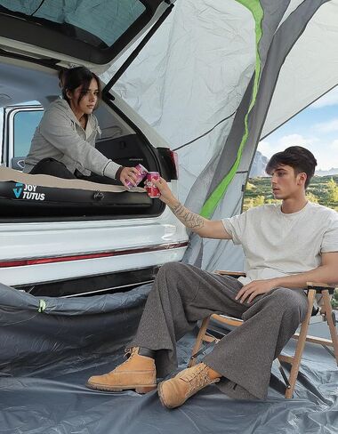 Joytutus SUV Air Camping Seding ، 3.0 سميك سميك للتخليط ، مرتبة قابلة للنفخ ، مضاد للتسرب ، مع وسادتين ومضخة كهربائية سرير سيارة عالمي لجذع سيارات الدفع الرباعي والمقعد الخلفي in Kuwait