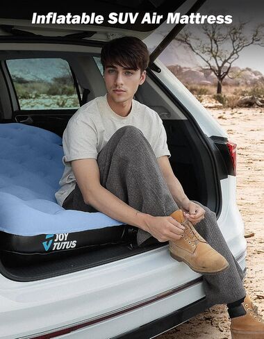 Joytutus SUV Air Camping Seding ، 3.0 سميك سميك للتخليط ، مرتبة قابلة للنفخ ، مضاد للتسرب ، مع وسادتين ومضخة كهربائية سرير سيارة عالمي لجذع سيارات الدفع الرباعي والمقعد الخلفي in Kuwait
