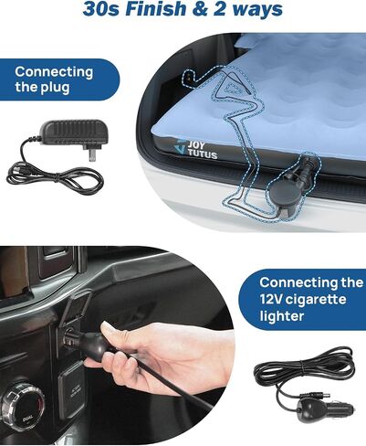 Joytutus SUV Air Camping Seding ، 3.0 سميك سميك للتخليط ، مرتبة قابلة للنفخ ، مضاد للتسرب ، مع وسادتين ومضخة كهربائية سرير سيارة عالمي لجذع سيارات الدفع الرباعي والمقعد الخلفي in Kuwait