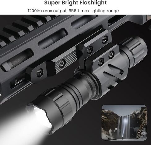 Feyachi FL14-MB Flashlight 1200 Lumen Matte Black LED Light with Flashlight Mount and Pressure Switch Included in Kuwait
