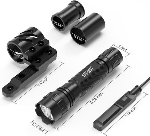 Feyachi FL14-MB Flashlight 1200 Lumen Matte Black LED Light with Flashlight Mount and Pressure Switch Included in Kuwait