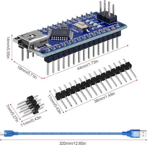 Mini Nano V3.0 ATmega328P Module Micro Controller Board with USB Cable for Arduino in Saudi Arabia