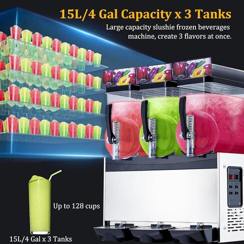 30L/8 Gal Commercial Slushy Machine, Frozen Drink Margarita Machine Smoothie Slushie Maker, Self-Cleaning, 700W Stainless Steel Slushy Machine for Homes, Coffee Shops, Restaurants, White in Saudi Arabia