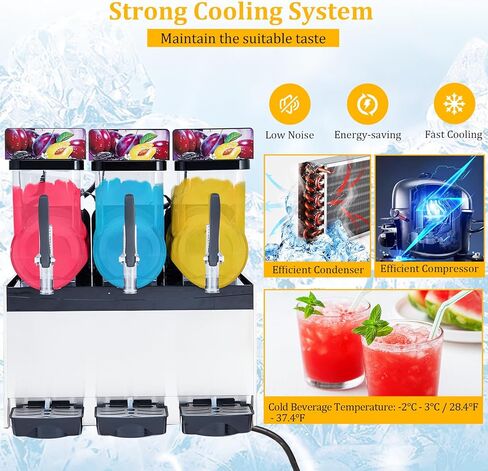 30L/8 Gal Commercial Slushy Machine, Frozen Drink Margarita Machine Smoothie Slushie Maker, Self-Cleaning, 700W Stainless Steel Slushy Machine for Homes, Coffee Shops, Restaurants, White in Saudi Arabia