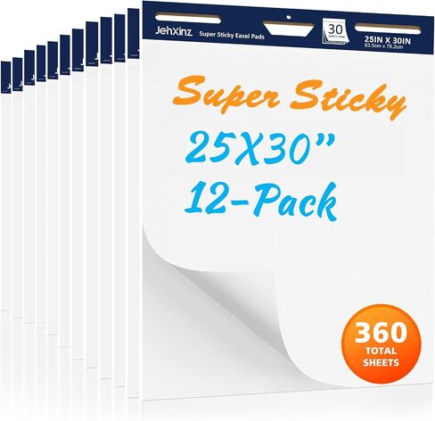 Sticky Easel-Pads - Flip Chart-Paper for Teachers – Large Whiteboard & Dry-Erase-Board Paper – Ink Bleed-Resistant - 20 x 23 inch - 30 Sheets/Pad (20 x 23'' - 12 Packs) in Saudi Arabia