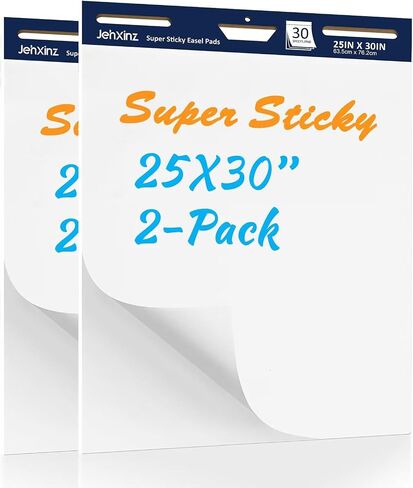 Sticky Easel-Pads - Flip Chart-Paper for Teachers – Large Whiteboard & Dry-Erase-Board Paper – Ink Bleed-Resistant - 20 x 23 inch - 30 Sheets/Pad (20 x 23'' - 12 Packs) in Saudi Arabia